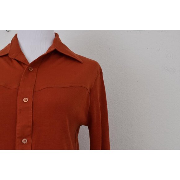 Vintage 80s Burnt Orange Acrylic Shirt size‎ M - Picture 6 of 10